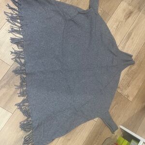 Gray Fringe Poncho